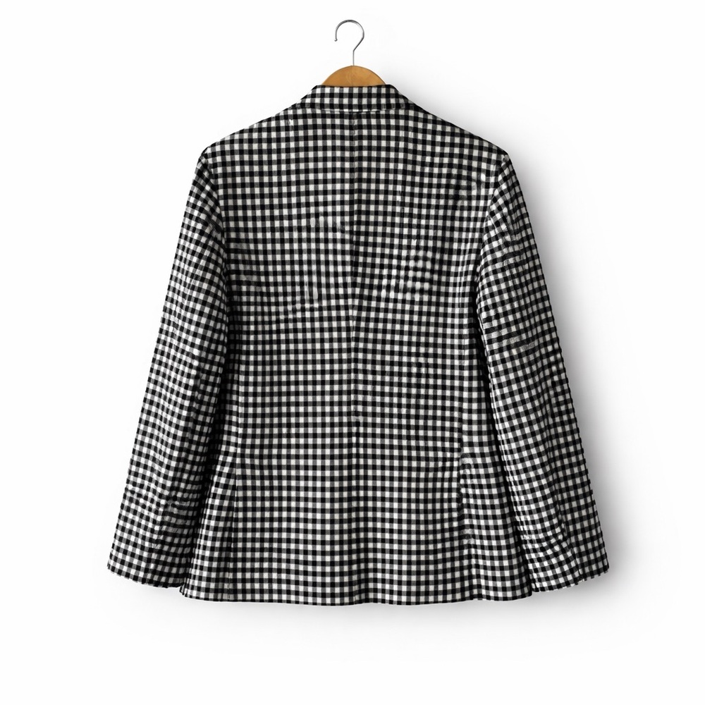 CIRCOLO 1901 Black White Check Blazer Italian Knit Jacket Gingham Stretch Tailor - Picture 4 of 16